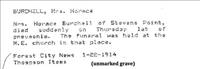 Burchell, Mrs. Horace (Funeral Notice)